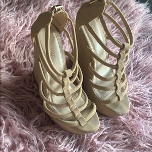 Beige wedges